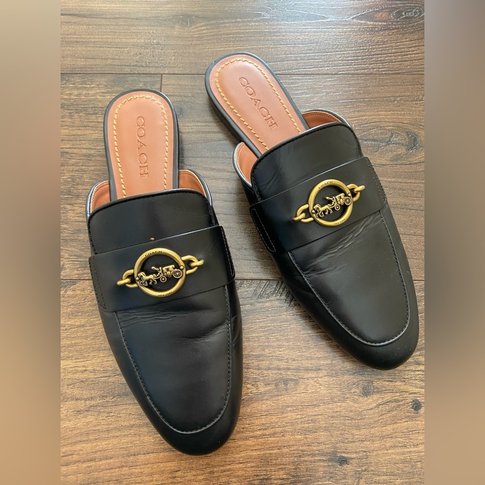 Black Coach Loafer Slides Size 10